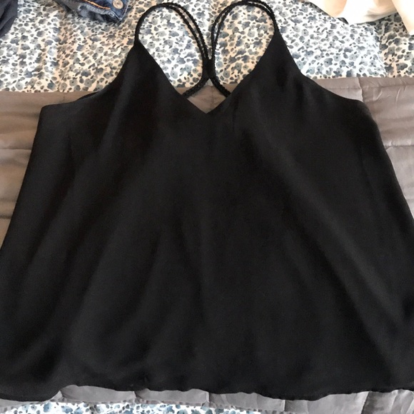 Naked Zebra Tops - Black tank with braided straps